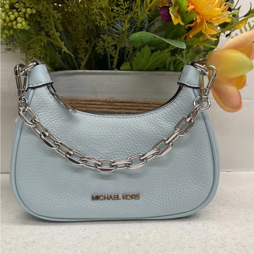 Michael Kors Cora Mini Zip Pouchette Vista Blue NWOT